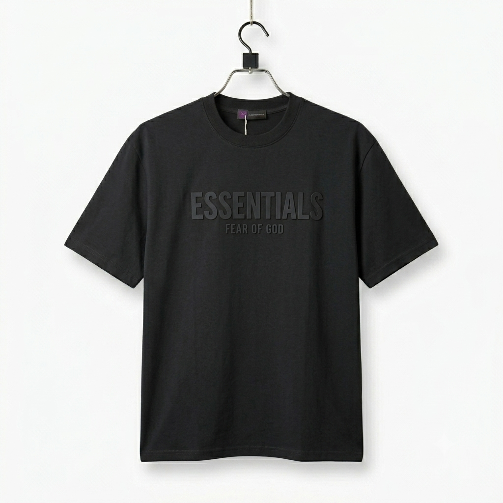 Essentials-Inspired Oversized Drop Shoulder T-Shirt – Jet Black