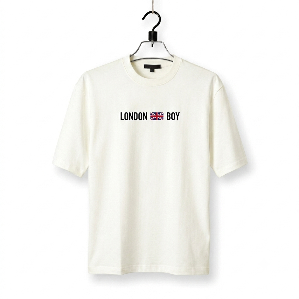 London Boy Oversized Drop Shoulder T-Shirt – Cream